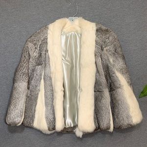 Real Fur Cape M/L White Leather Jacket